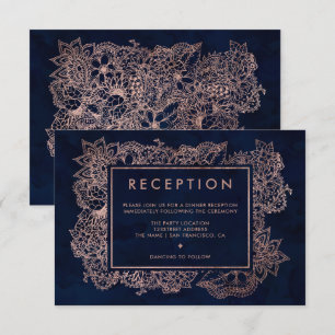 Invitation Floral rose or marine aquarelle de réception maria