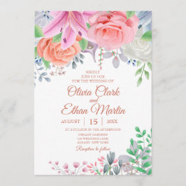 Invitation Floral rose pâle