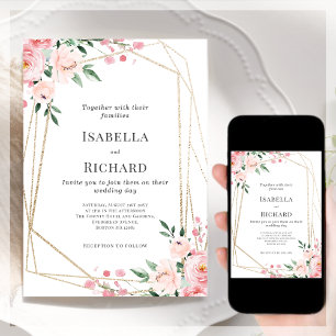 Invitation Floral rose pâle   MARIAGE