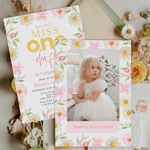 Invitation Floral rose photo Miss Onederday 1er anniversaire
