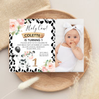Floral rose Photo Vache noire Imprimer 1er anniver