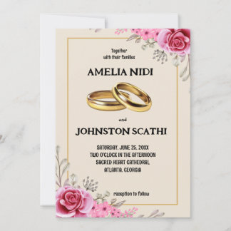 Invitation Floral rose simple