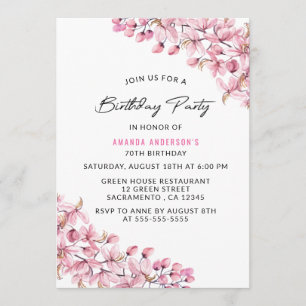 Invitation Floral rose simple et élégant 70e anniversaire
