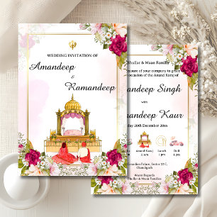 Invitation Floral rouge Anand Karaj modèle d'invitation