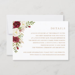 Invitation Floral Rouge Bourgogne Blanc vert Détails du Maria