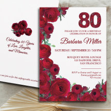 Floral rouge gras 80e anniversaire