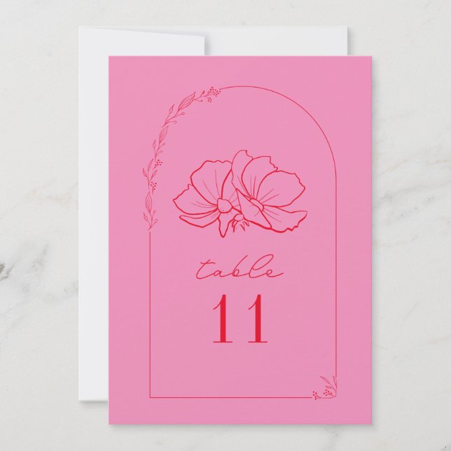 Invitation Floral rouge + Mariage rose (Devant)