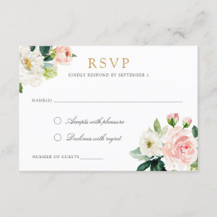 Invitation Floral rougissent romantiques blancs répondent