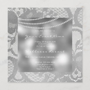 Invitation Floral Royal Silver Glass Gris dentelle Fête des m