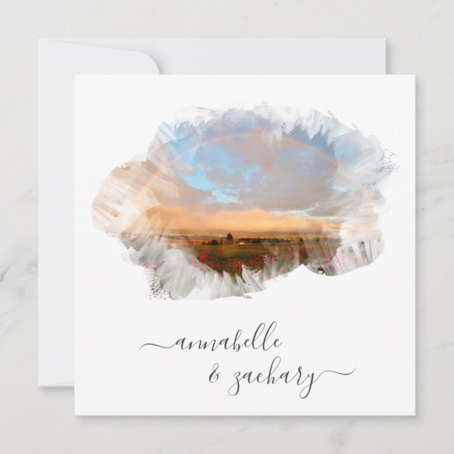 INVITATION ** FLORAL + RSVP - QR RAINBOW AR11 BEACH MARIAGE (Devant)