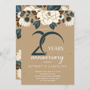 Invitation Floral Rustic 20e anniversaire du Mariage