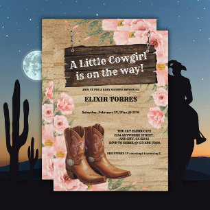 Invitation Floral Rustic Boots Baby shower