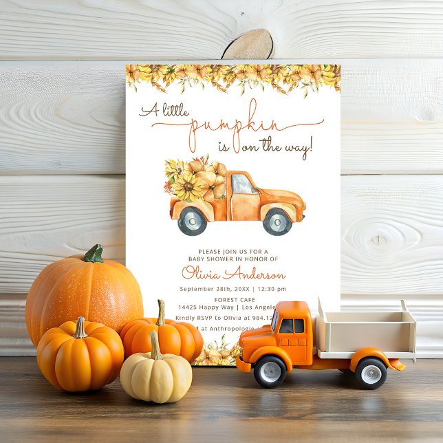 Invitation Floral Rustic Citrouilles Automne Baby shower Invi (Créateur téléchargé)