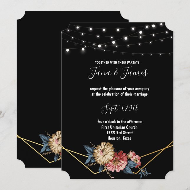 Invitation Floral Rustic Magnolia mariage (Devant / Derrière)