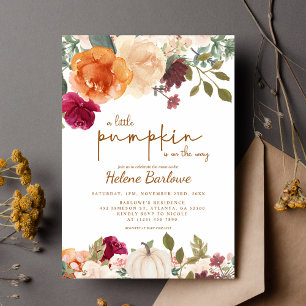 Invitation Floral Rustic Petit Citrouille Baby shower Boho