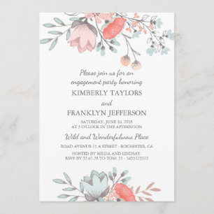 Invitation Floral Rustic Vintage Engagement Party