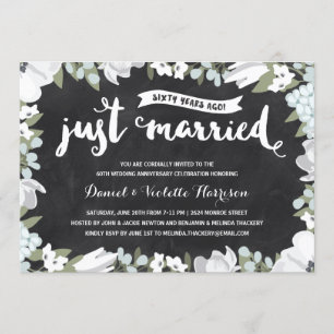 Invitation Floral rustique   60e anniversaire du Mariage