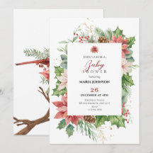 Floral Rustique baby shower rouge et vert