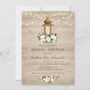 Invitation Floral Rustique Lanterne En Bois Magnolia Éclairag