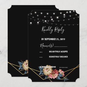 Invitation Floral Rustique Magnolia Éclairages à cordes RSVP