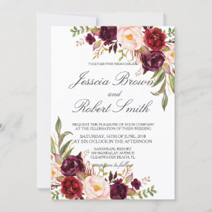 Invitation Floral rustique, Mariage rustique