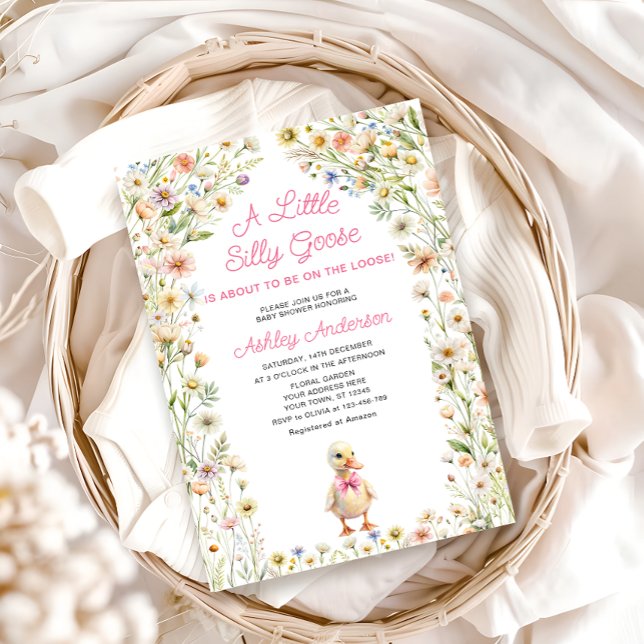 Invitation Floral Silly Goose Girl Baby shower (Créateur téléchargé)