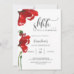 Invitation Floral Simple Surprise fête d'anniversaire