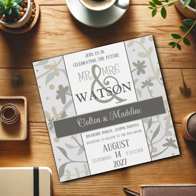 Invitation Floral Sprigs Élégant Mariage d'intégrité moderne (Créateur téléchargé)