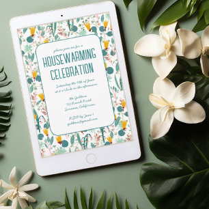 Invitation Floral Spring Garden Custom HOUSEWARMINING PARTY