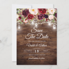 Invitation Floral String Lumières Mariage Enregistrer La Date