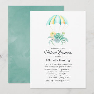 Invitation Floral Succulents Parachute Baby shower virtuel