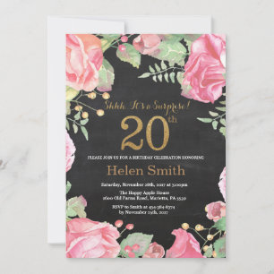 Invitation Floral Surprise 20e anniversaire Parties scintilla