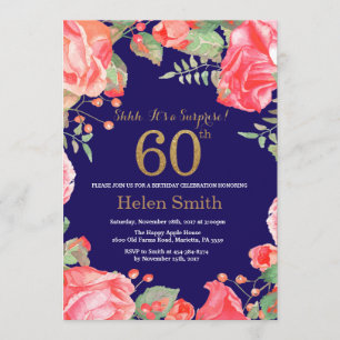 Invitation Floral Surprise 60e anniversaire Gold Parties scin