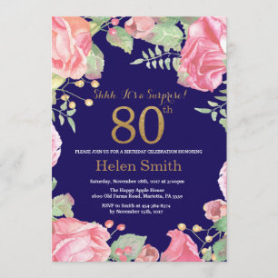 Invitation Floral Surprise 80e anniversaire Gold Parties scin