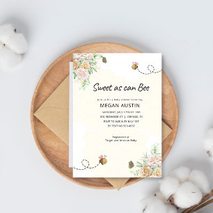 Invitation Floral Sweet as Can Bee miellet Baby shower