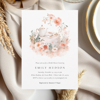 Invitation Floral Tea Party Elegant Bridal Shower