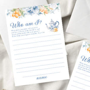 Invitation Floral Tea Party Qui Suis Je Fête des mariées Game