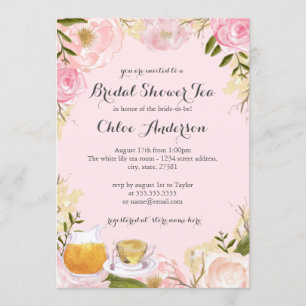 Invitation Floral Teacup rose nuptiale douche