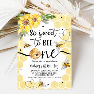 Invitation Floral tellement doux à être une abeille 1er anniv