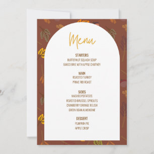 Invitation Floral Thanksgiving Diner Menu Mariage Menu