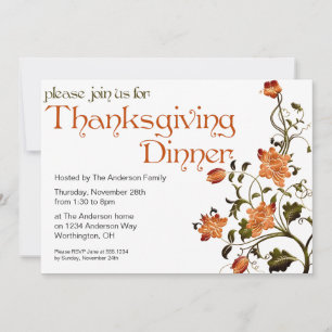 Invitation Floral Thanksgiving Diner Party 27