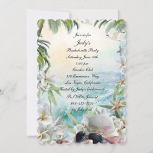 Invitation Floral Tropical Beach Wedding Bachelorette Party