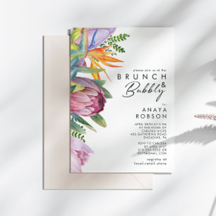 Invitation Floral tropical coloré Brunch et bulle