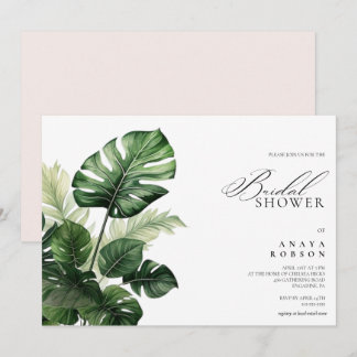 Invitation Floral tropical coloré | Douche nuptiale verte