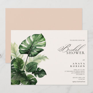Invitation Floral tropical coloré | Douche nuptiale verte