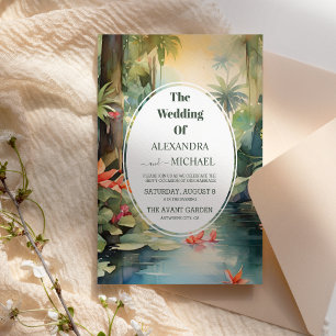 Invitation Floral tropical coloré   Mariage vert