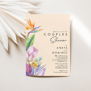 Invitation Floral tropical coloré   Pomper Couples Douche