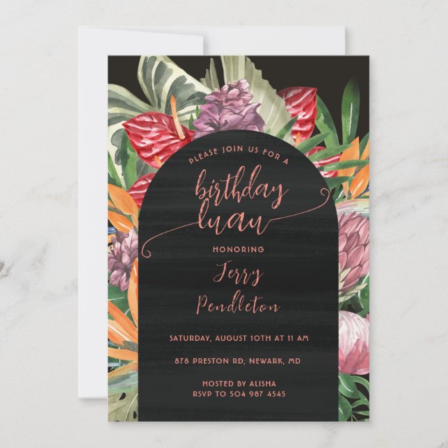 Invitation Floral tropical Luau 2 Anniversaire (Devant)