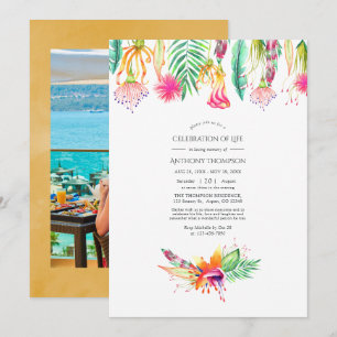Invitation Floral Tropical Summer Celebration of Life Photo