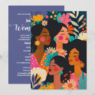 Invitation Floral Turquoise Journée internationale des femmes